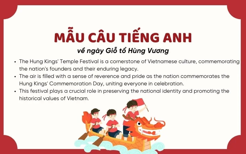 Một số mẫu c&acirc;u tiếng Anh n&oacute;i về ng&agrave;y Giỗ tổ H&ugrave;ng Vương